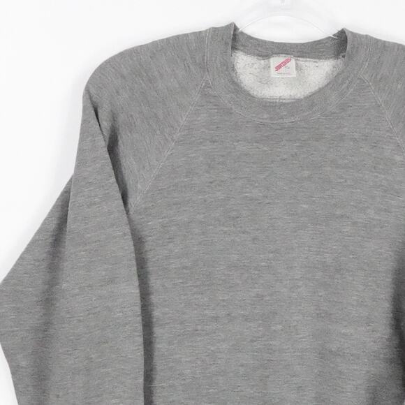 Vintage Jerzees Sweater Mens XL Gray Crewneck Pullover Made USA Raglan 80s 90s - Picture 4 of 15